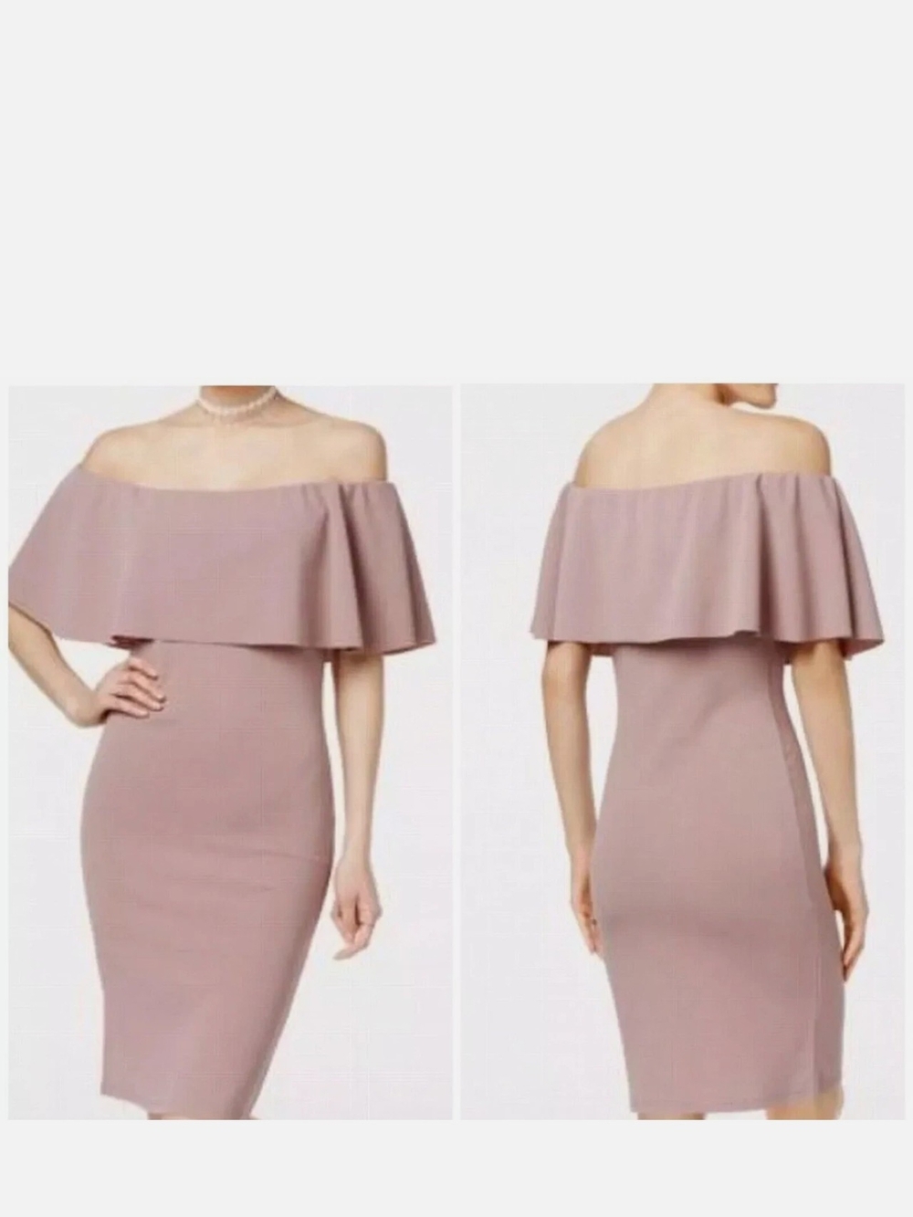 Almost Famous Dusty Mauve Off-Shoulder Ruffle Bodycon Dress